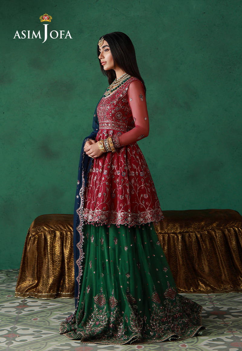 AJULN-08 Embroidered Net Unstitched 3 Pcs
