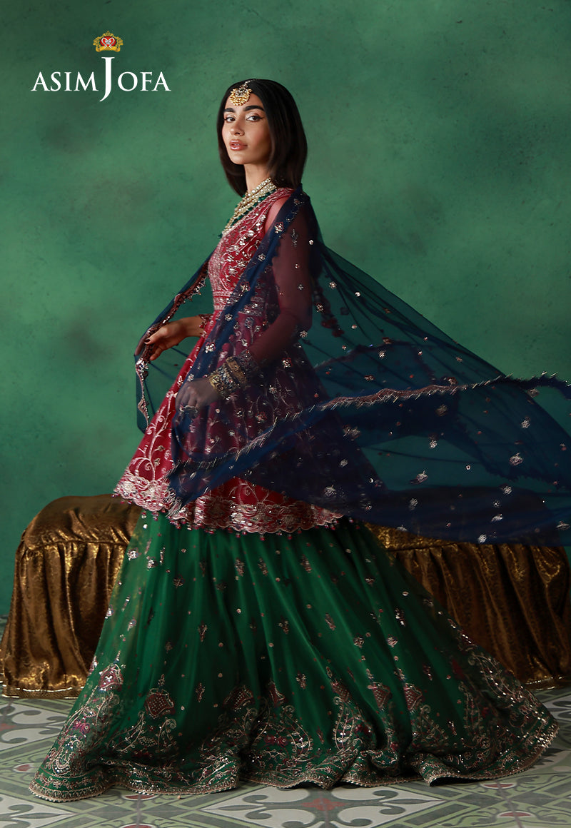 AJULN-08 Embroidered Net Unstitched 3 Pcs