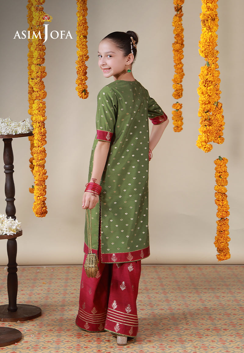 AJKL-11 Lurex Jacquard Stitched 2 Pcs