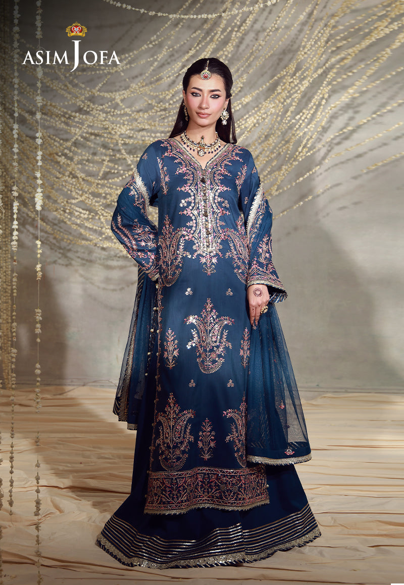 AJULFE-13 Embroidered Slub Lawn Unstitched 3 Pcs