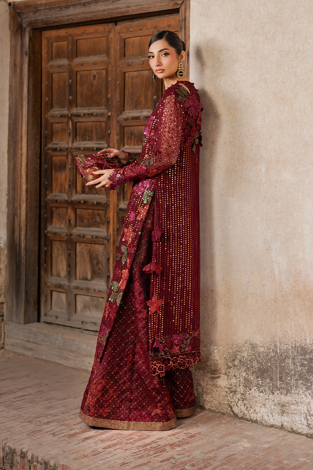 ILC-05 Embroidered Chiffon (Aline Shirt With Sharara)