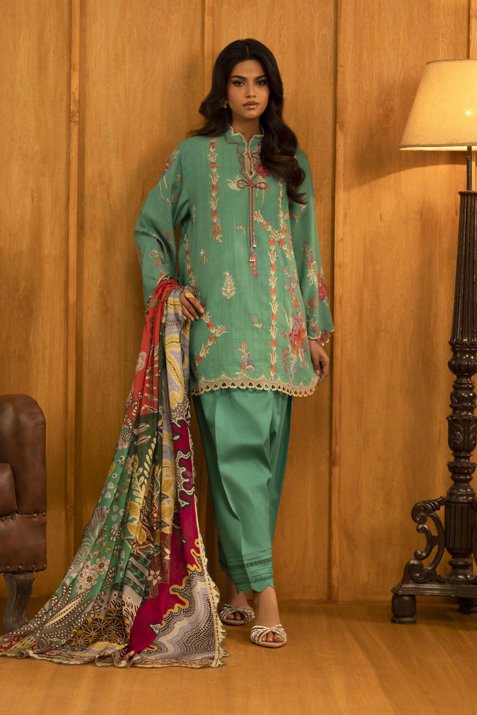Unstitched Slub Muzlin 3 Piece Suit