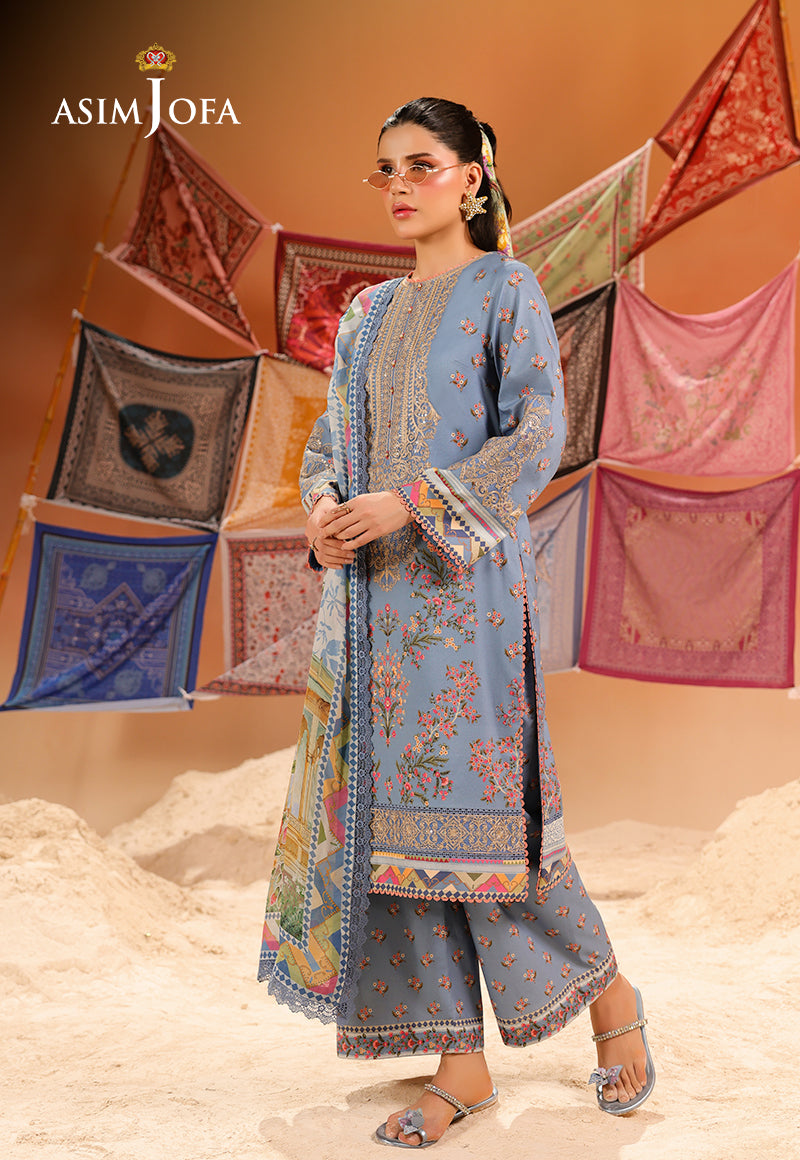AJUBU-11 Printed Embroidered Lawn 3 Pcs