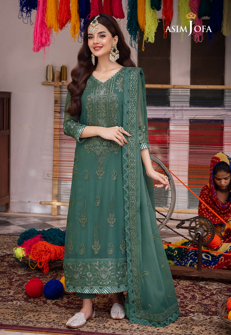 AJAB-23 EMBROIDERED CHIFFON 3 PCS