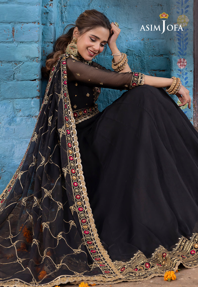 AJABD-25 EMBROIDERED CHIFFON STITCHED 3 PCS