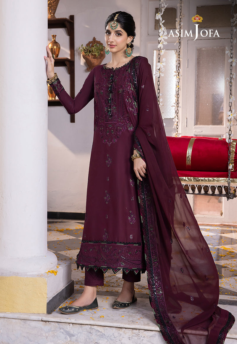 AJAB-05 DESIGNERS EMBROIDERED STITCHED 3 PCS