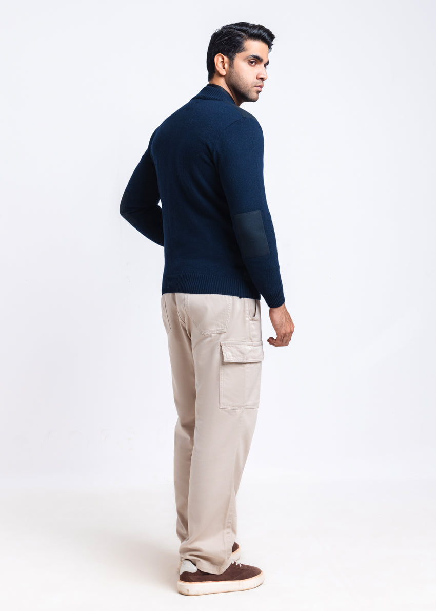 Dn-Blue-Turtle Neck Zipper Full Sleeves Sweater (907-14)