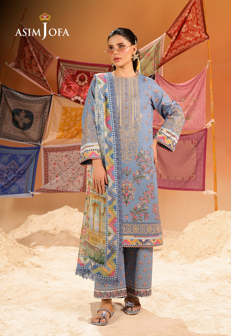AJUBU-11 Printed Embroidered Lawn 3 Pcs