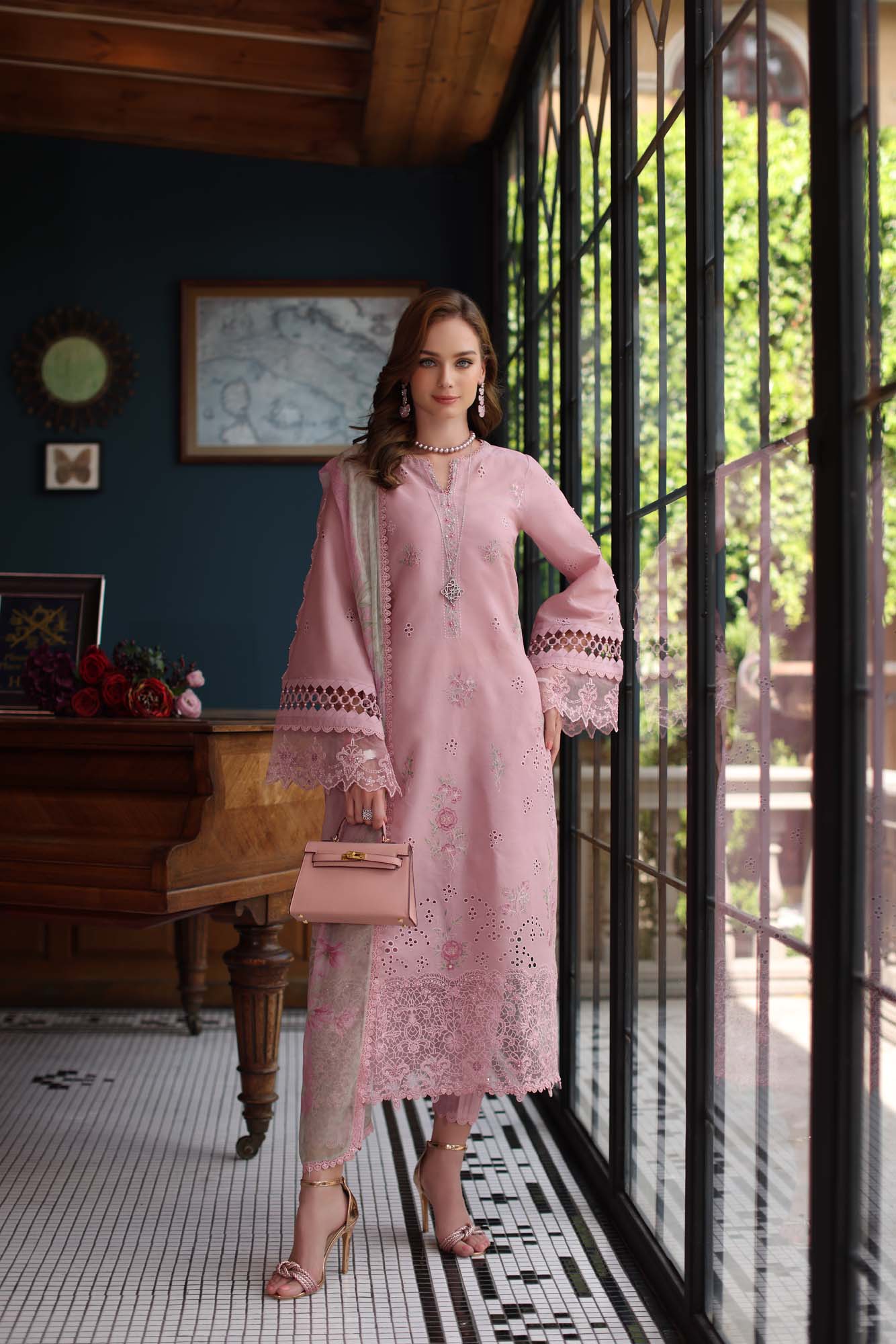 3 Piece Embroidered Marina Suit