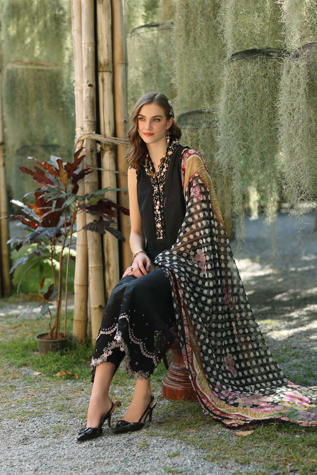 3 Piece Embroidered Marina Suit