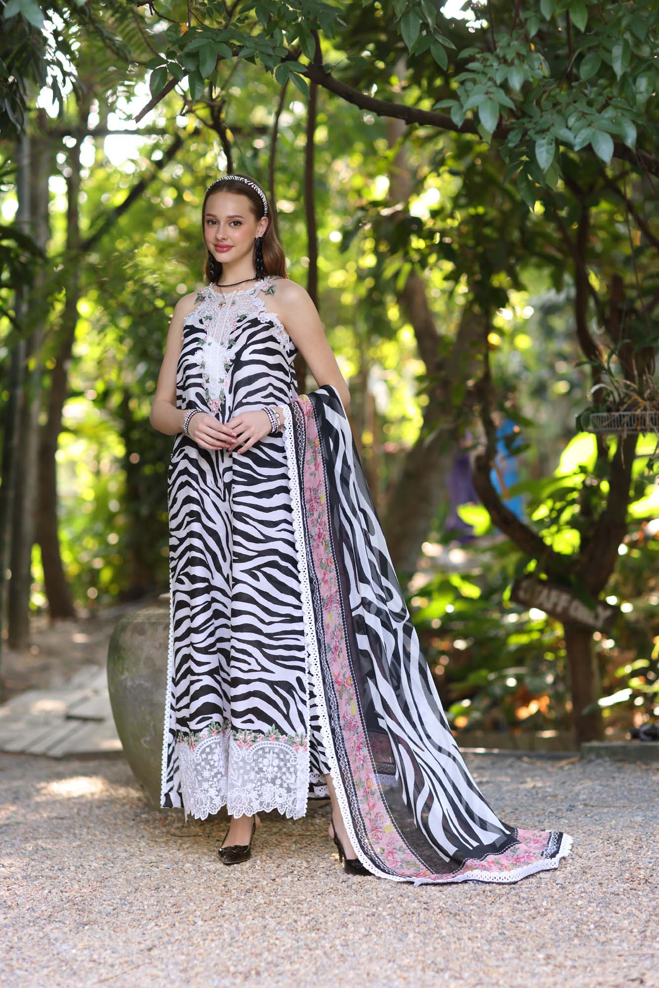 3 Piece Embroidered Staple Raw Silk Suit