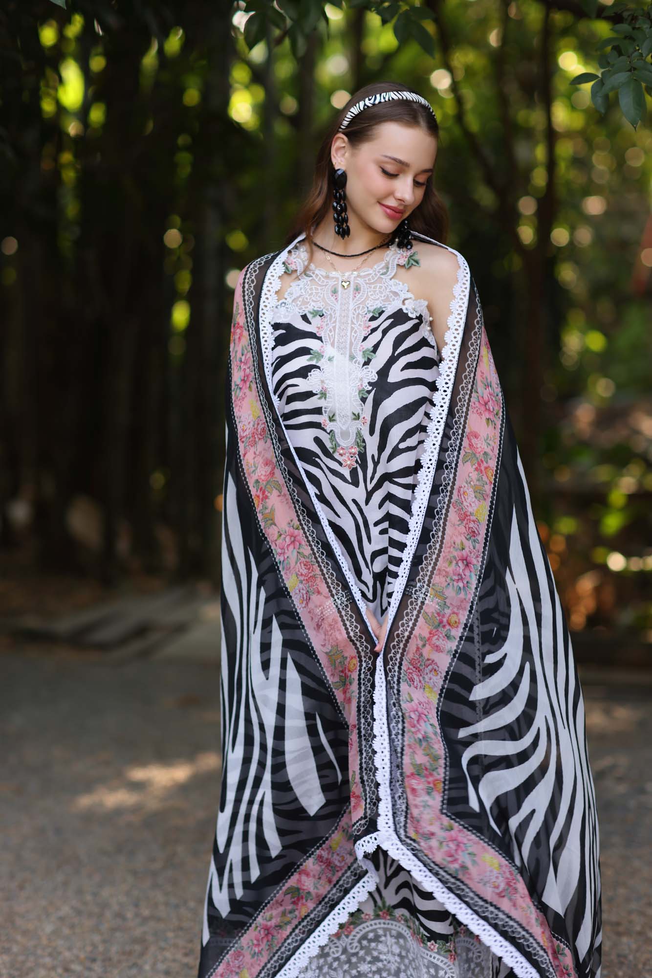 3 Piece Embroidered Staple Raw Silk Suit