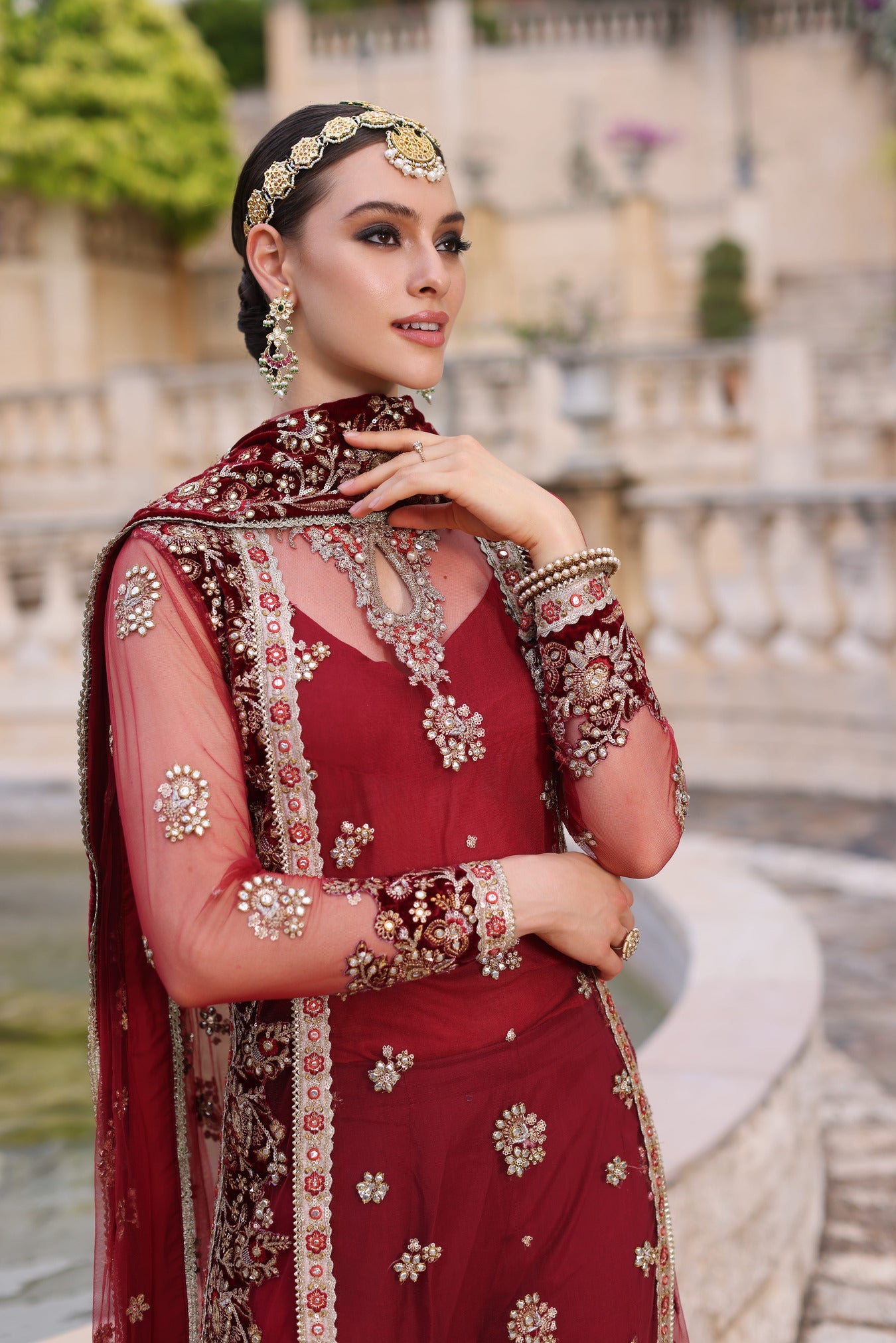 Maroon Saree
