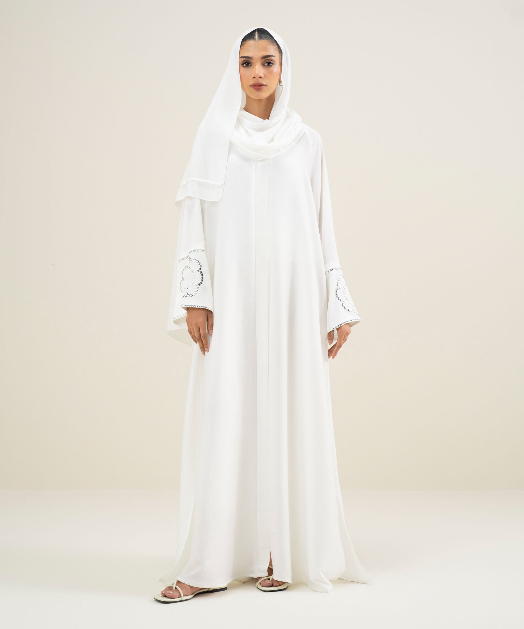 Women's White Raglan Abbaya Set