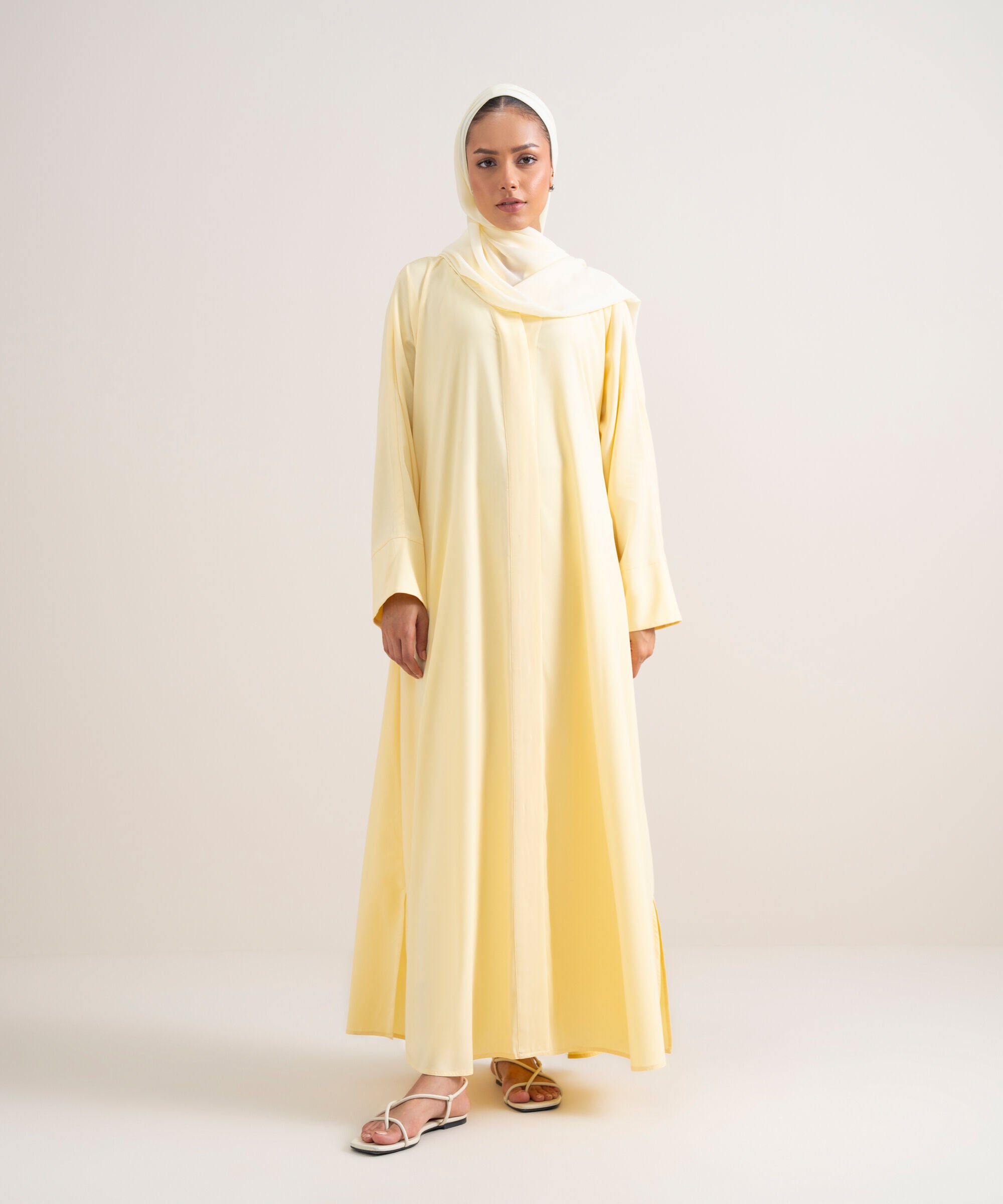 Women's Dusty Yellow Button Through Kimono Abbaya