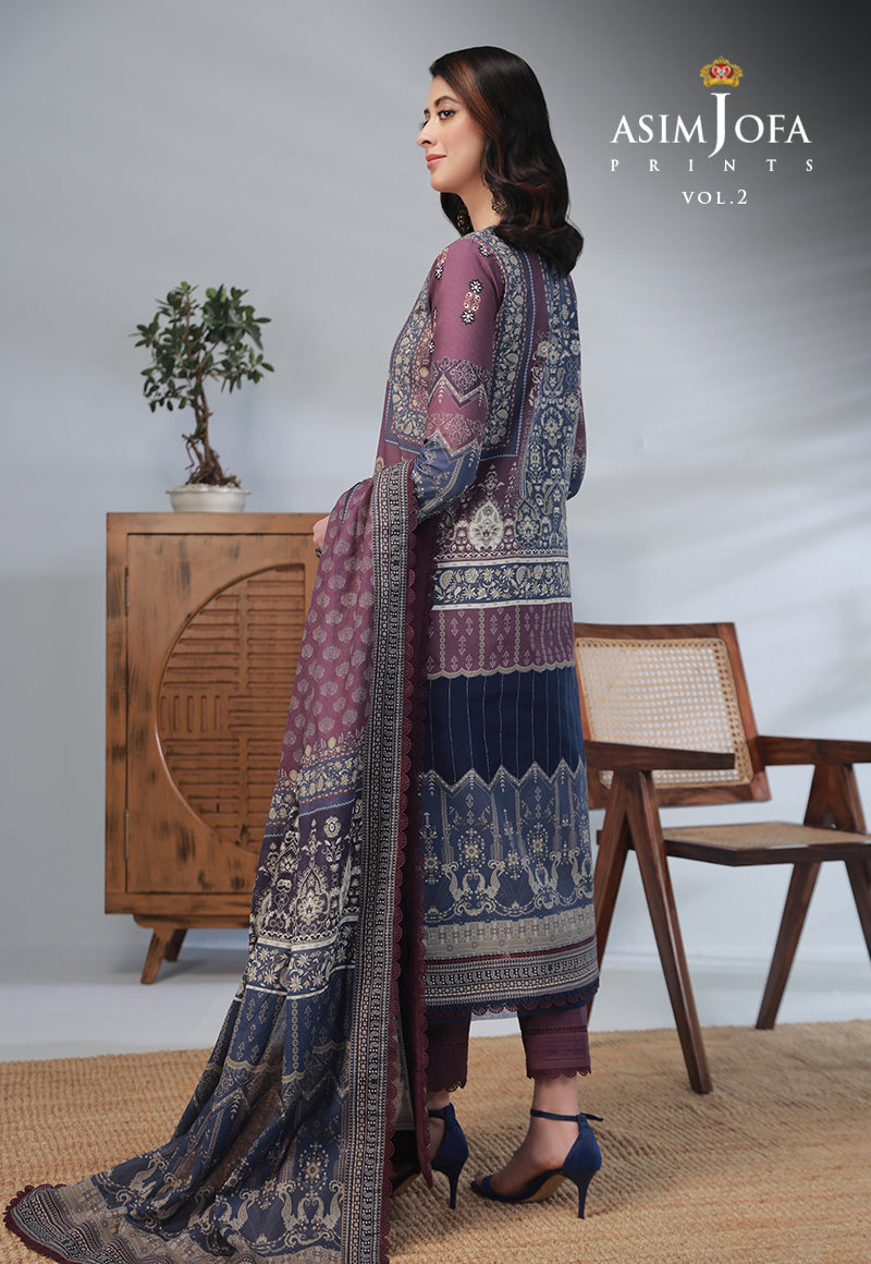 AJBPD-48 DESIGNERS STITCHED PRINTED LAWN 3 PCS