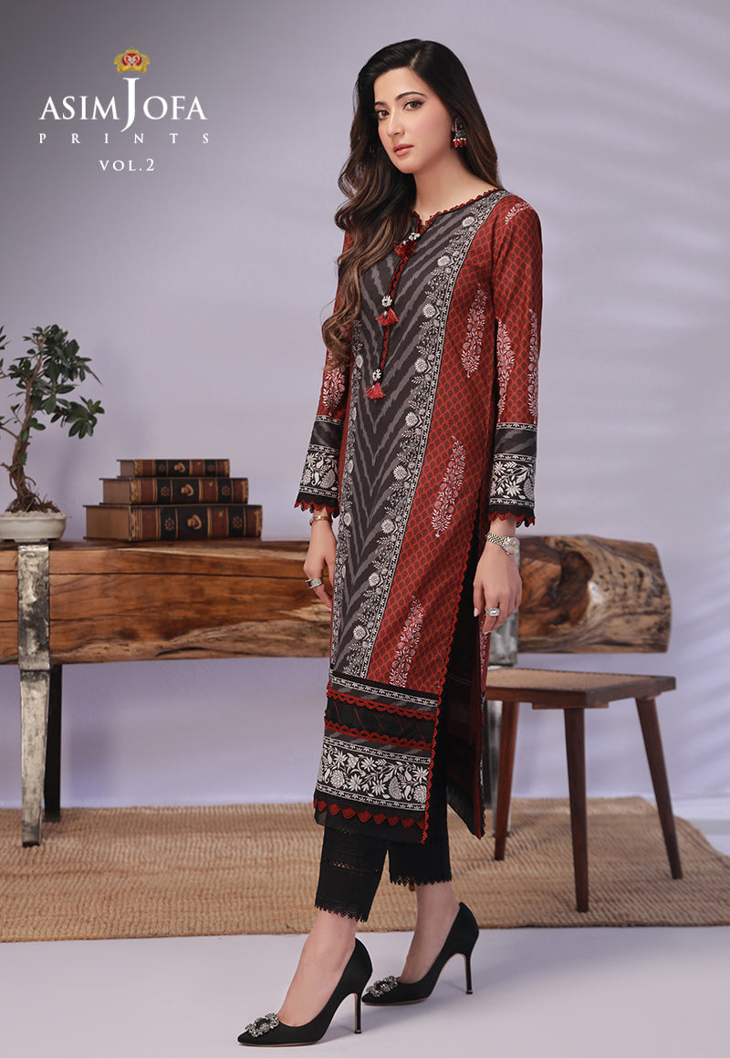 AJBPD-58 DESIGNERS STITCHED PRINTED LAWN 2 PCS