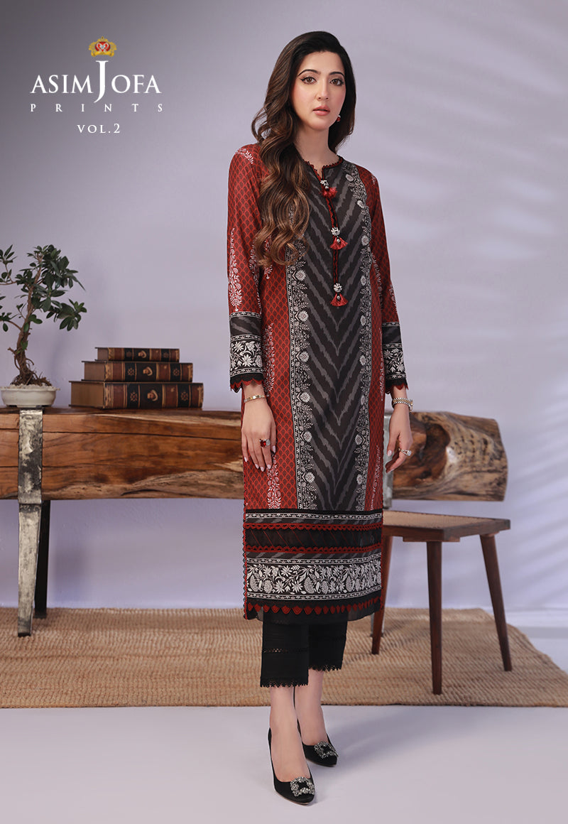 AJBPD-58 DESIGNERS STITCHED PRINTED LAWN 2 PCS