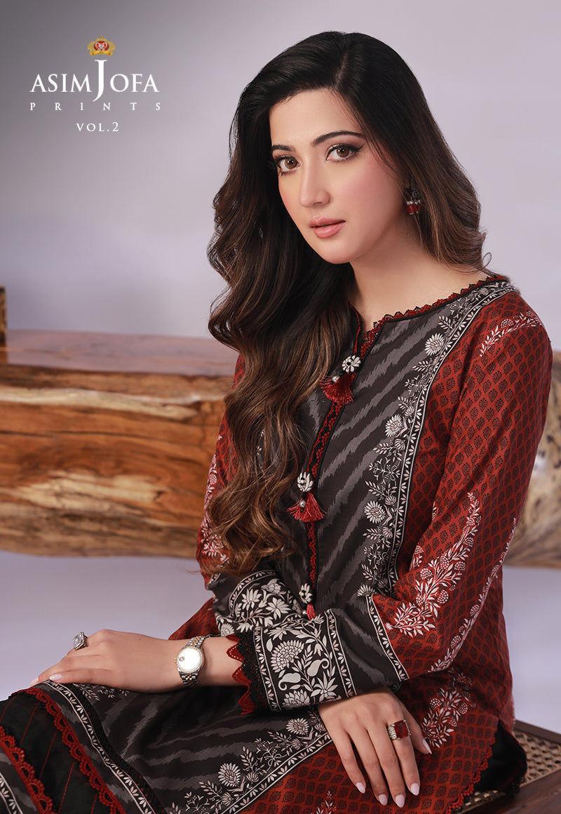 AJBPD-58 DESIGNERS STITCHED PRINTED LAWN 2 PCS