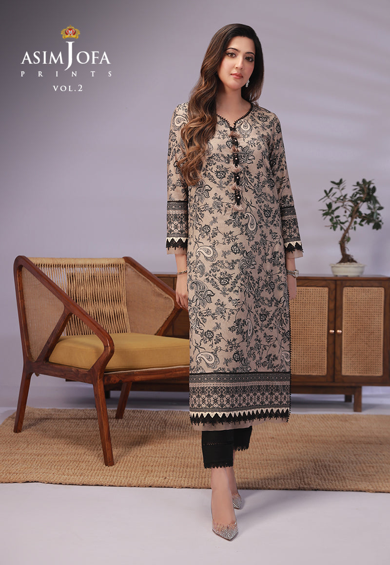 AJBPD-59 DESIGNERS STITCHED PRINTED LAWN 1 PC