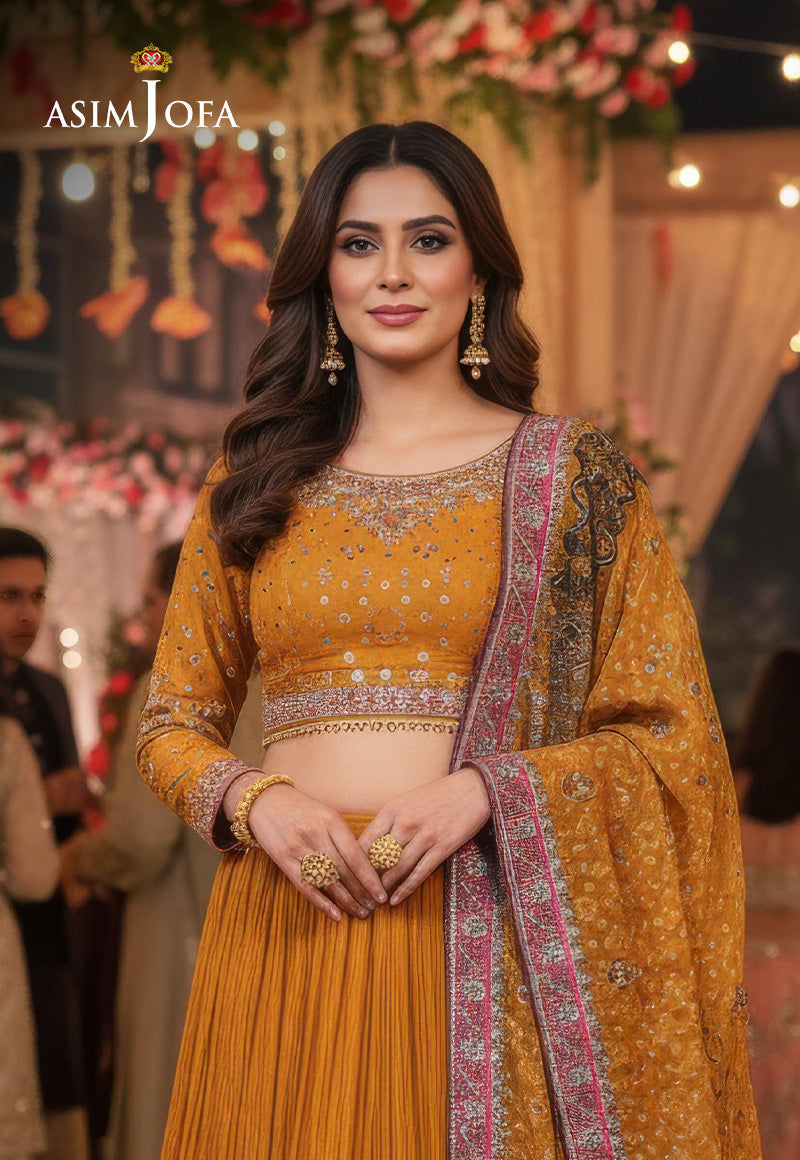 AJBRD-38 Embroidered Chiffon STITCHED 2 PCS