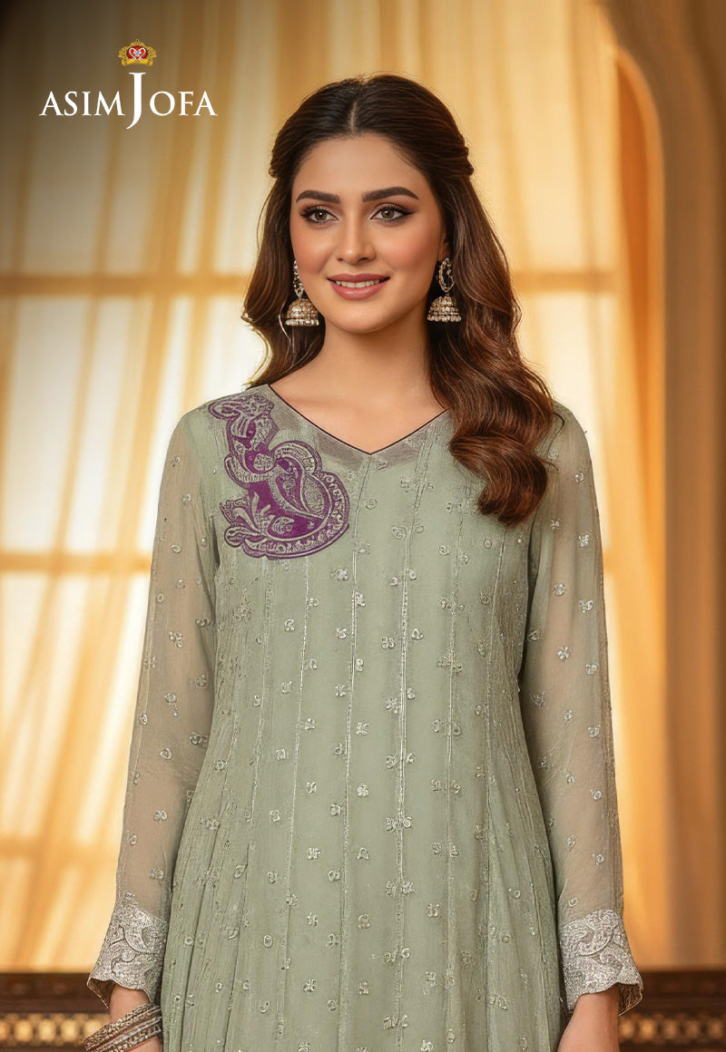 AJBRD-43 Embroidered Chiffon STITCHED 1 PC
