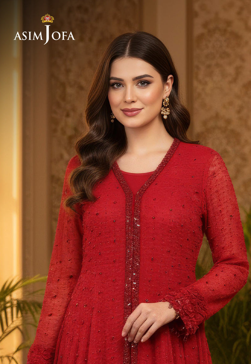 AJBRD-44 Embroidered Chiffon STITCHED 2 PCS