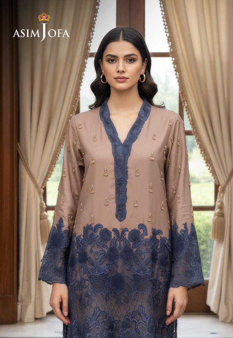 AJBRD-46 Embroidered Raw Silk STITCHED 1 PC
