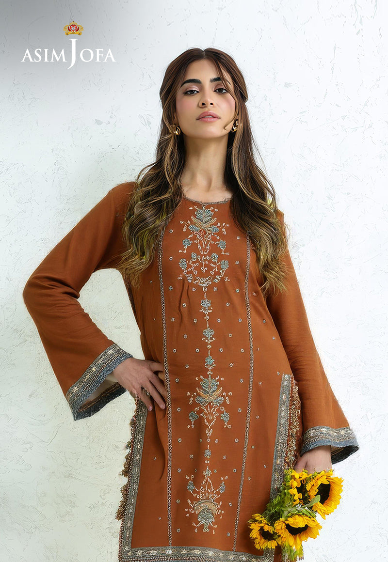 AJDSAI-242 EMBROIDERED ORGANZA STITCHED 3 PCS