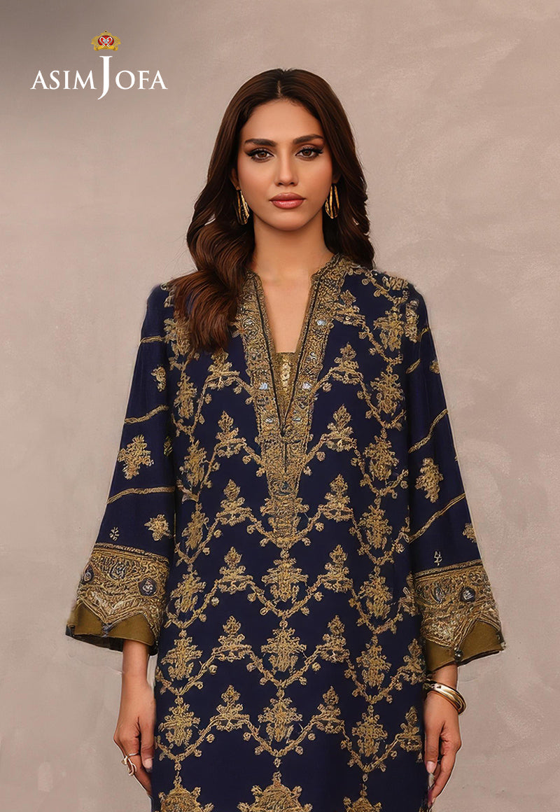 AJDSAI-243 EMBROIDERED RAW SILK STITCHED 3 PCS