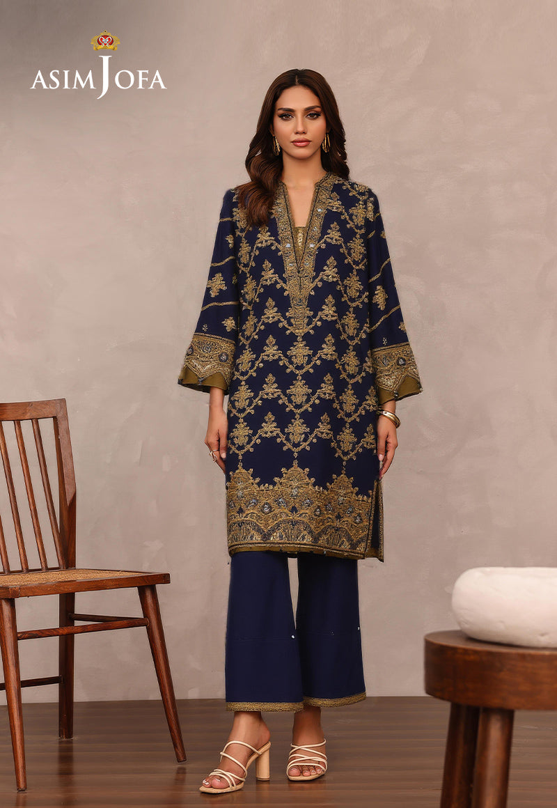 AJDSAI-243 EMBROIDERED RAW SILK STITCHED 3 PCS