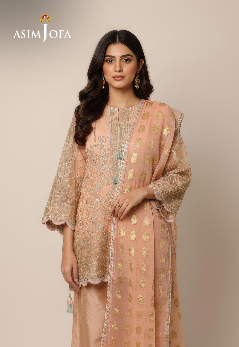 AJDSAI-271 EMBROIDERED NET STITCHED 3 PCS