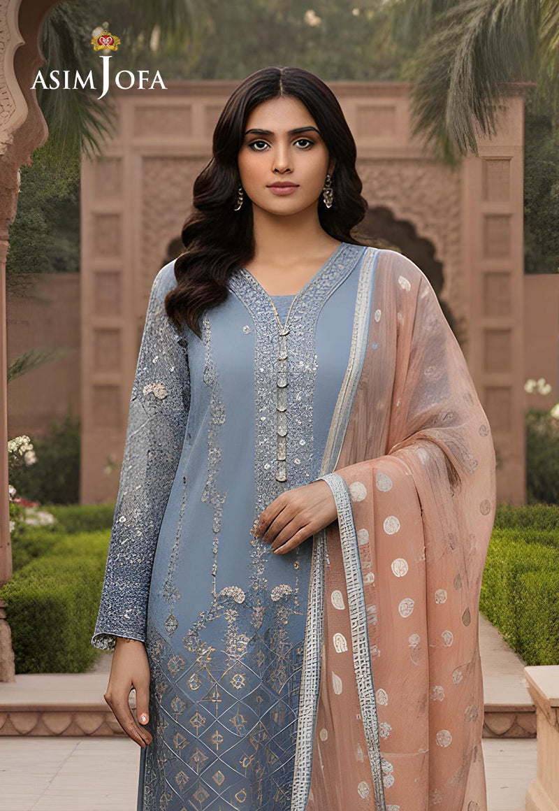 AJDSAI-274 NET WITH SILK SHAMEES STITCHED 2 PCS