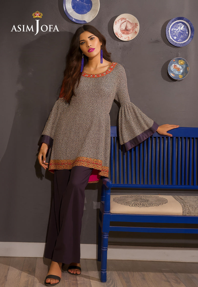 AJDSAI-394 NET (BADLA DOORI WORK ALL OVER SHIRT AND GOLDEN ZARI BORDERS) STITCHED 2 PCS