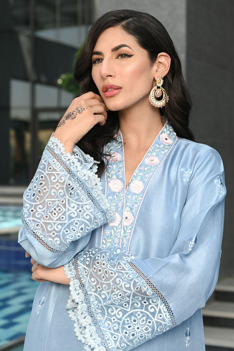 Crystal Blue Shirt and Dupatta