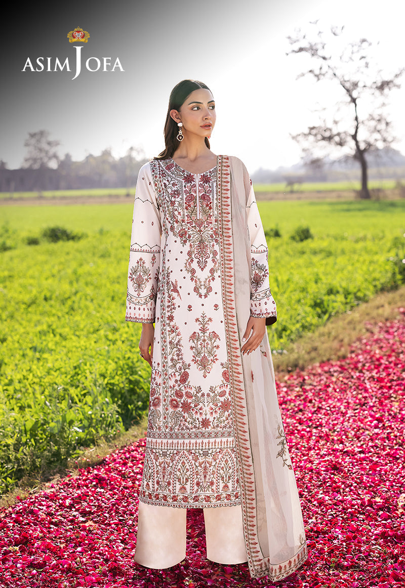 AJELLB-08 EMBROIDERED LAWN STITCHED 3 PCS