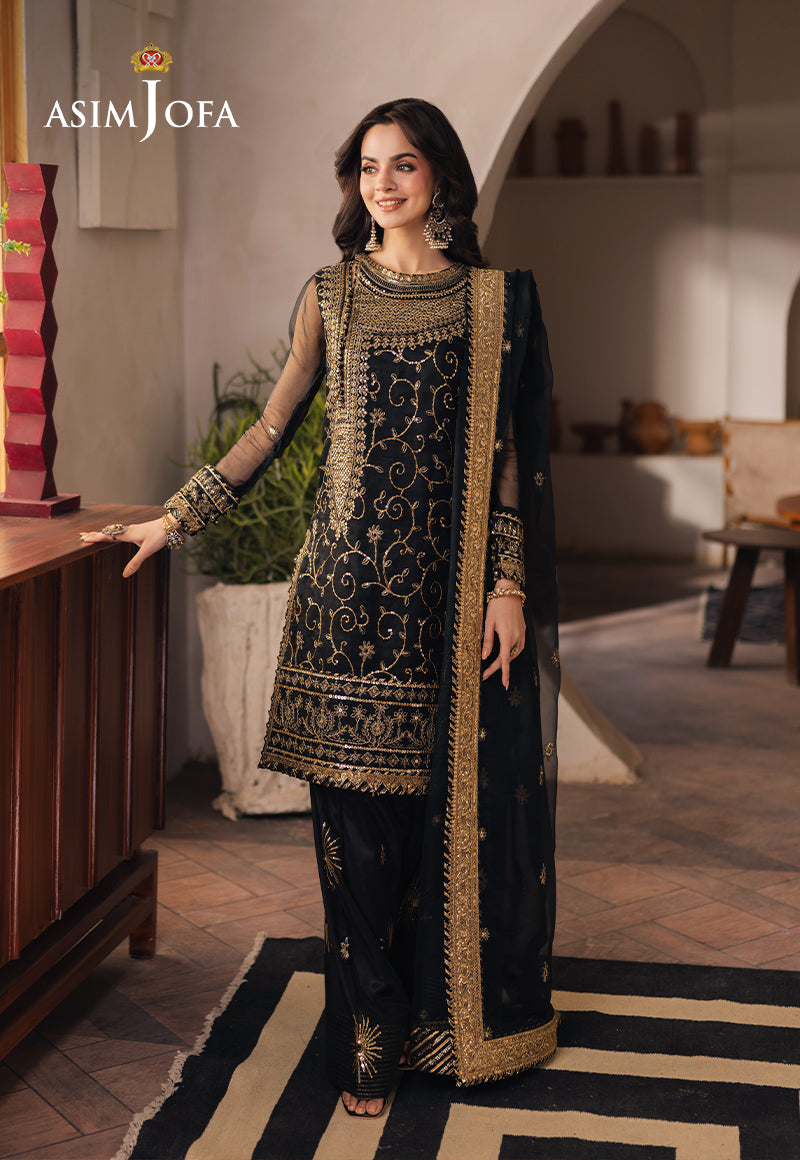 AJHED-04 EMBROIDERED ORGANZA STITCHED 3 PCS