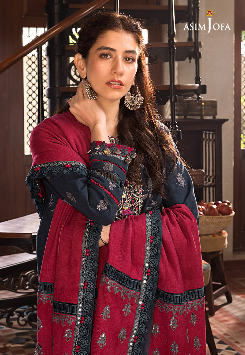 AJK-06 EMBROIDERED COTTON SLUB CROSSHATCH 3 PCS
