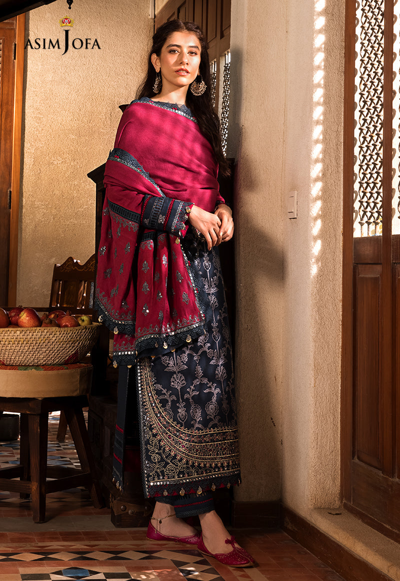 AJK-06 EMBROIDERED COTTON SLUB CROSSHATCH 3 PCS