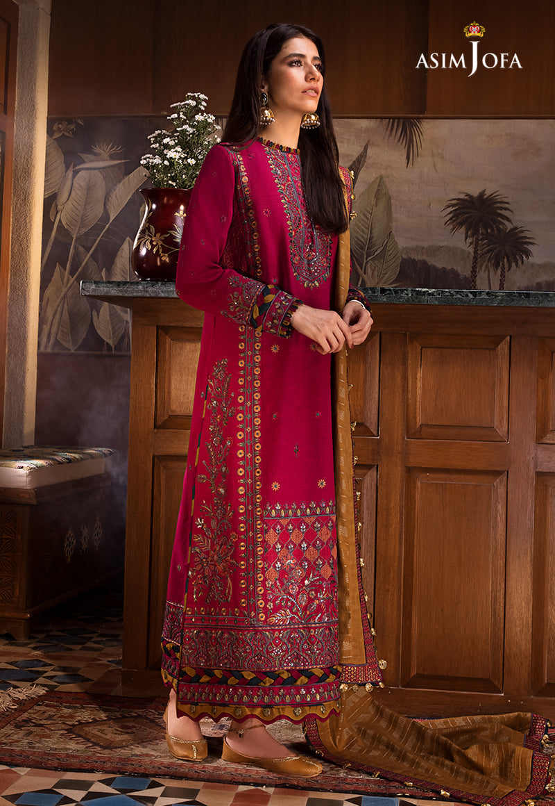 AJK-08 EMBROIDERED COTTON SLUB CROSSHATCH 3 PCS