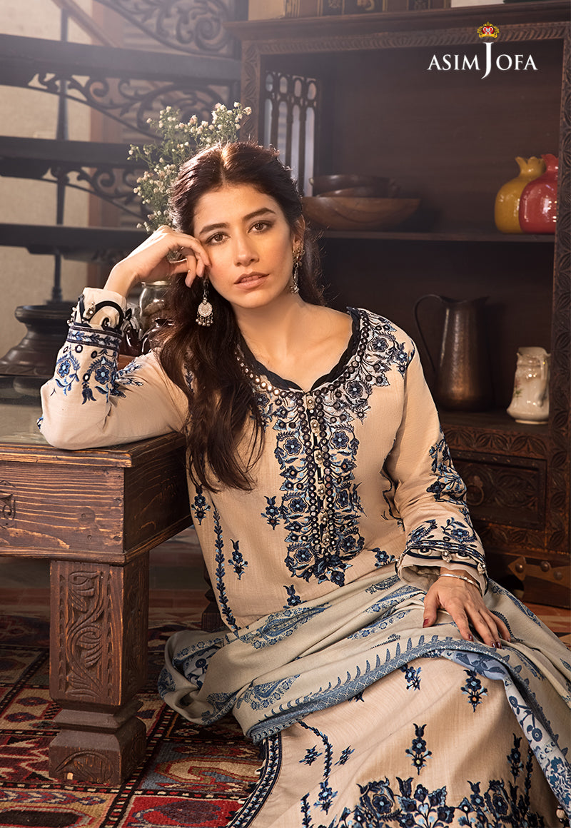 AJK-12 EMBROIDERED COTTON SLUB CROSSHATCH 3 PCS