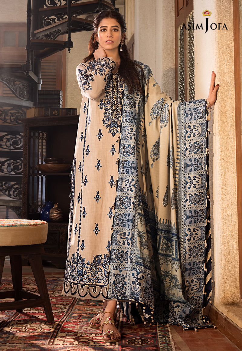 AJK-12 EMBROIDERED COTTON SLUB CROSSHATCH 3 PCS