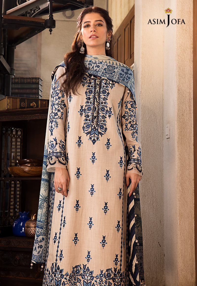 AJK-12 EMBROIDERED COTTON SLUB CROSSHATCH 3 PCS