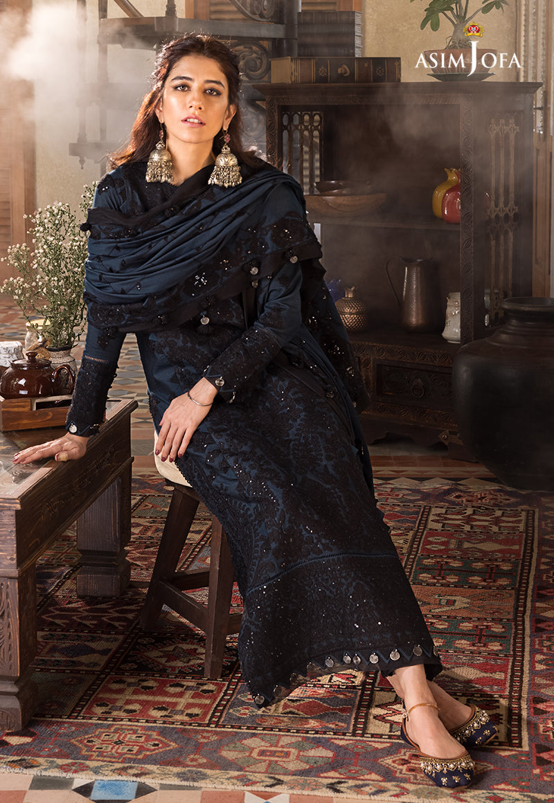 AJK-13 EMBROIDERED PURE THICK COTTON NET 3 PCS