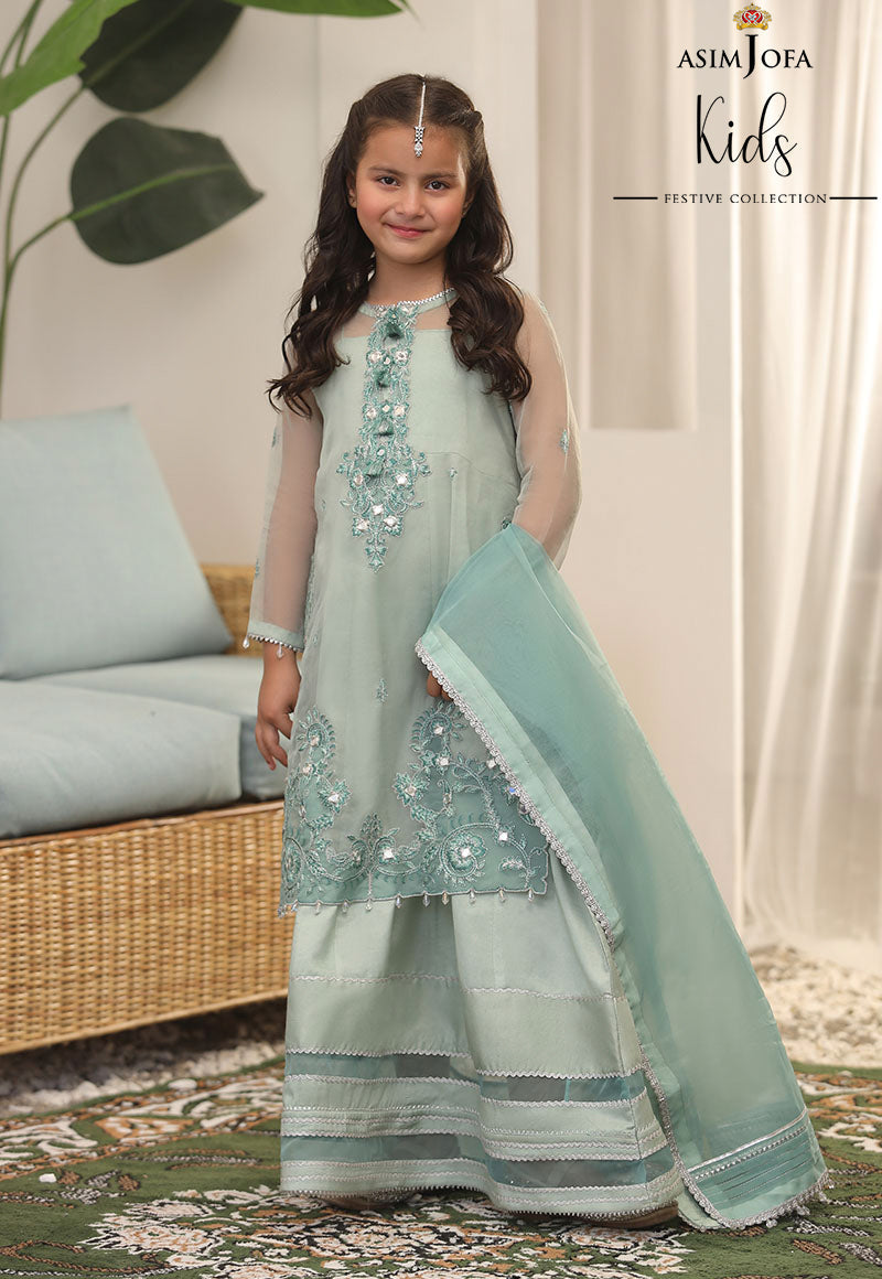 AJKF-13 EMBROIDERED ORGANZA 3 PCS