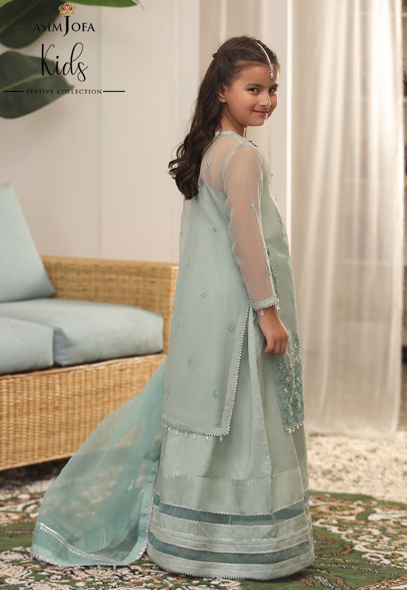 AJKF-13 EMBROIDERED ORGANZA 3 PCS