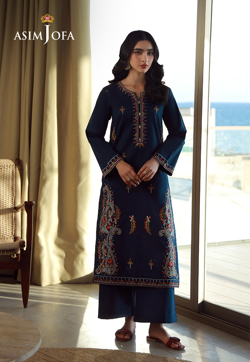 AJPB-145 EMBROIDERED SLUB RIB LAWN STITCHED 2 PCS