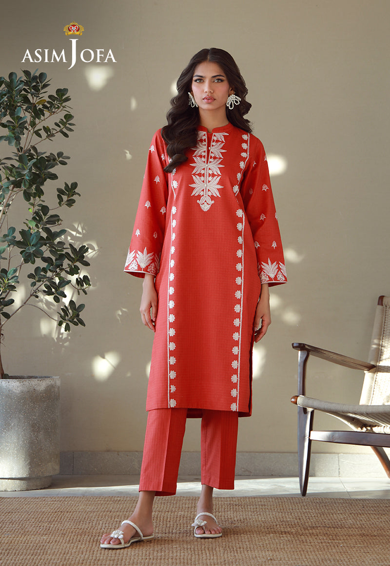 AJPB-147 EMBROIDERED LAWN CHECK STITCHED 2 PCS