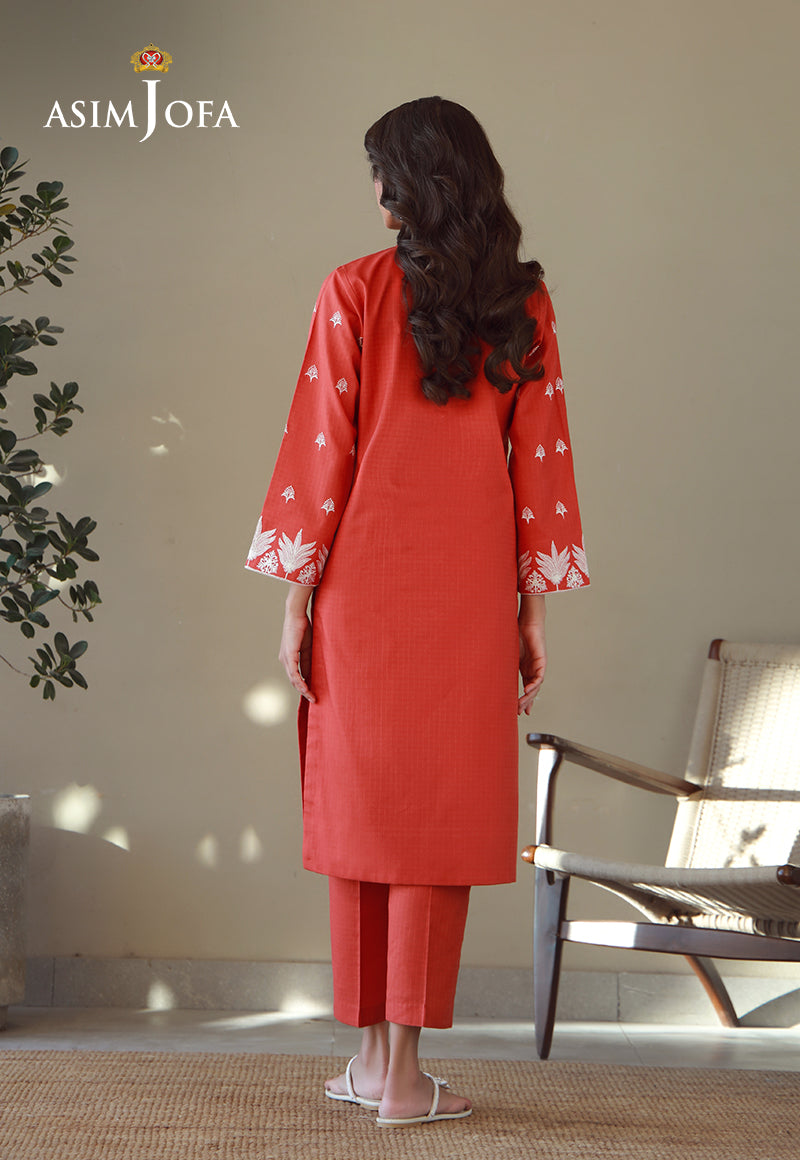 AJPB-147 EMBROIDERED LAWN CHECK STITCHED 2 PCS