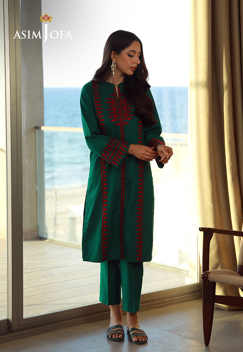 AJPB-150 EMBROIDERED LAWN CHECK STITCHED 2 PCS
